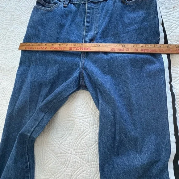 Vintage Denim with Black and White Stripes High Rise wife Leg Large NAVI - Picture 10 of 13
